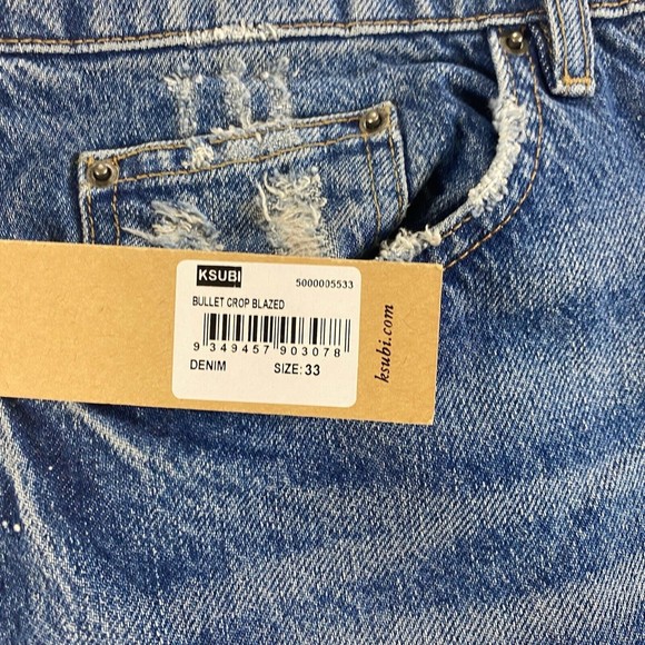 KSUBI Men's Bullet Crop Blazed Jeans Blue Size 33 NWT - Picture 3 of 12